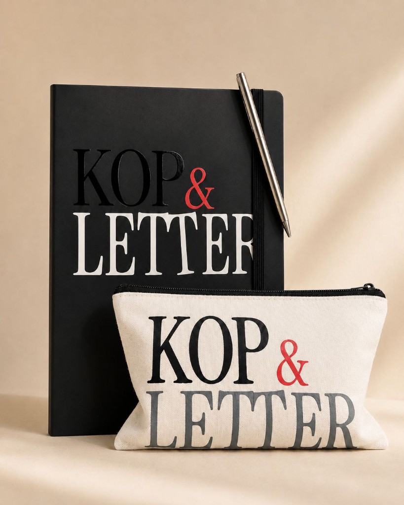 Schrift en etui voor Kop en Letter.